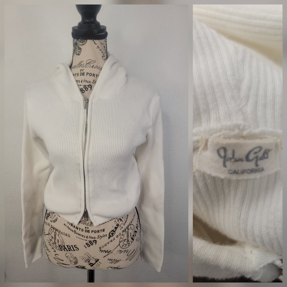 Brandy Melville Cropped Fitted Sweatshirt Top OS Loungewear Long Sleeve Zip Up